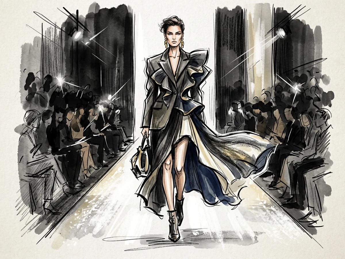 A fashion illustration, the drawing the animation starts from