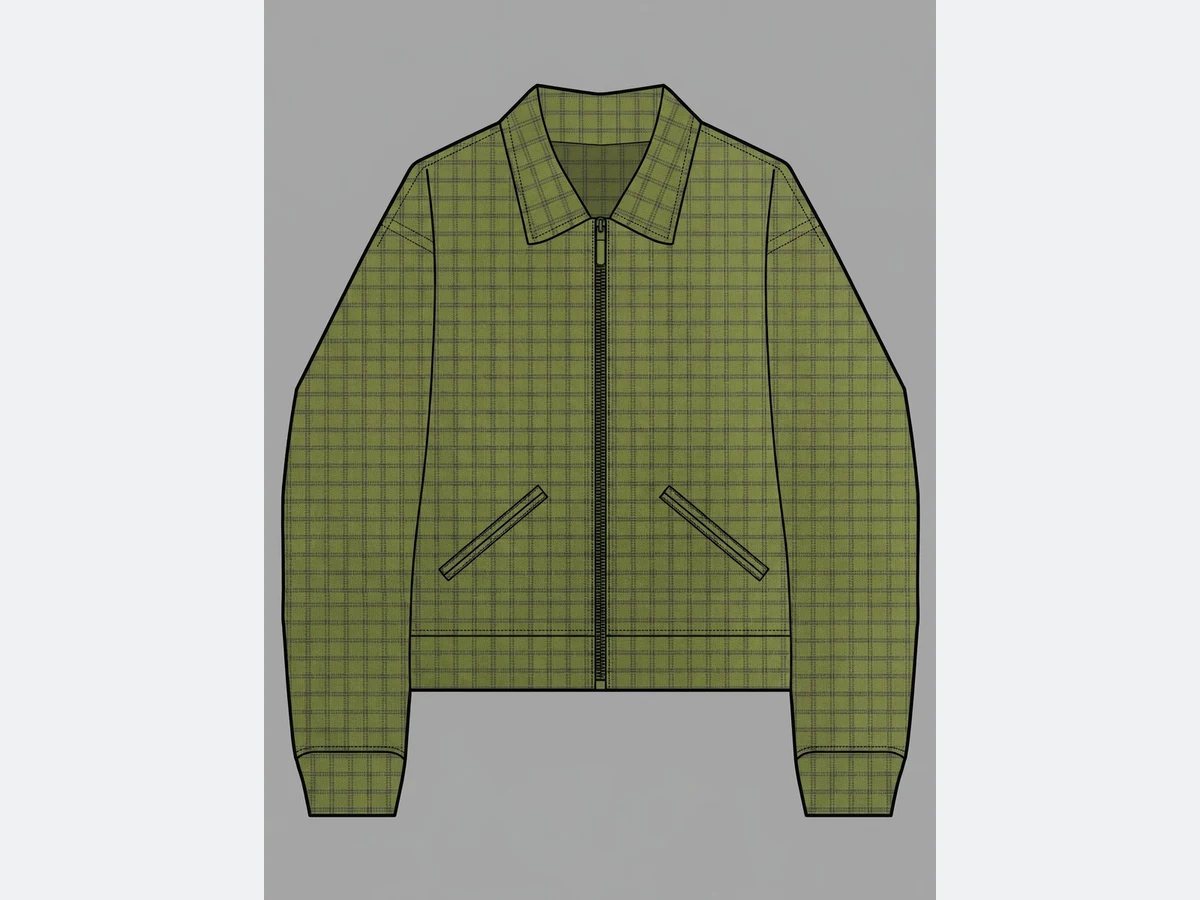 The same sketch, unchanged in shape, now cut in olive ripstop nylon