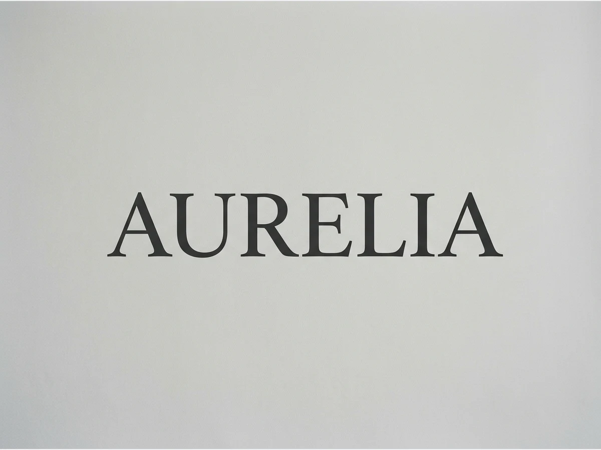 a fashion brand logotype on a plain ground, a serif wordmark