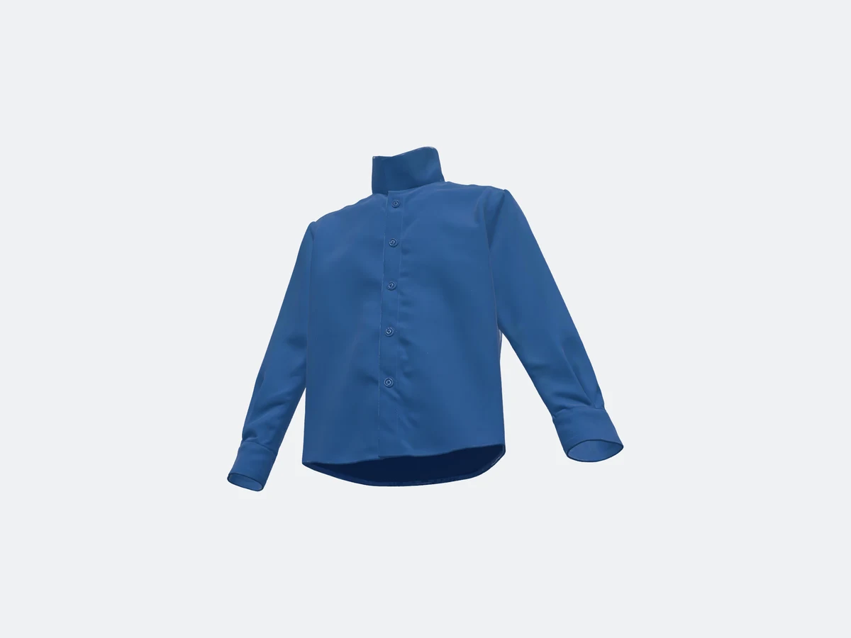 The same shirt as a 3D model, turnable and ready for a viewer