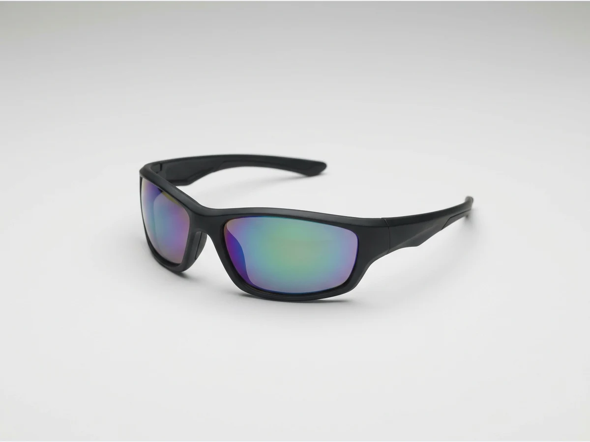 a pair of sunglasses, product shot, sport wrap frames